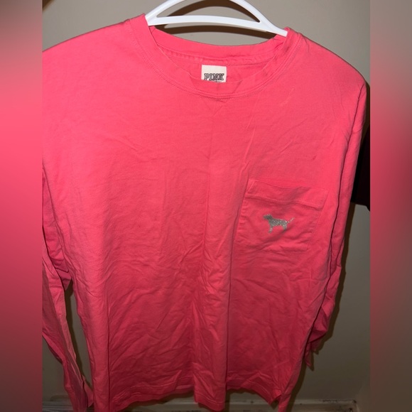 PINK long-sleeve embroidered back tee - size XS - Picture 2 of 2